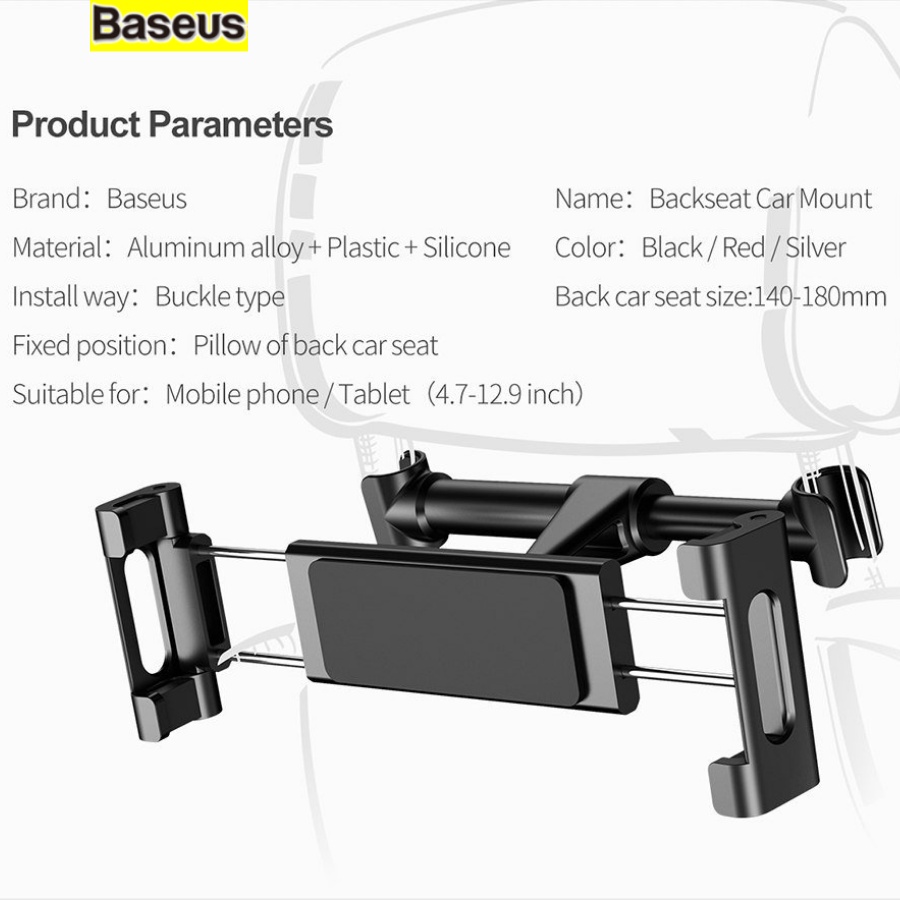 Đế giữ điện thoại / iPad trên xe hơi Baseus Backseat Car Mount LV236