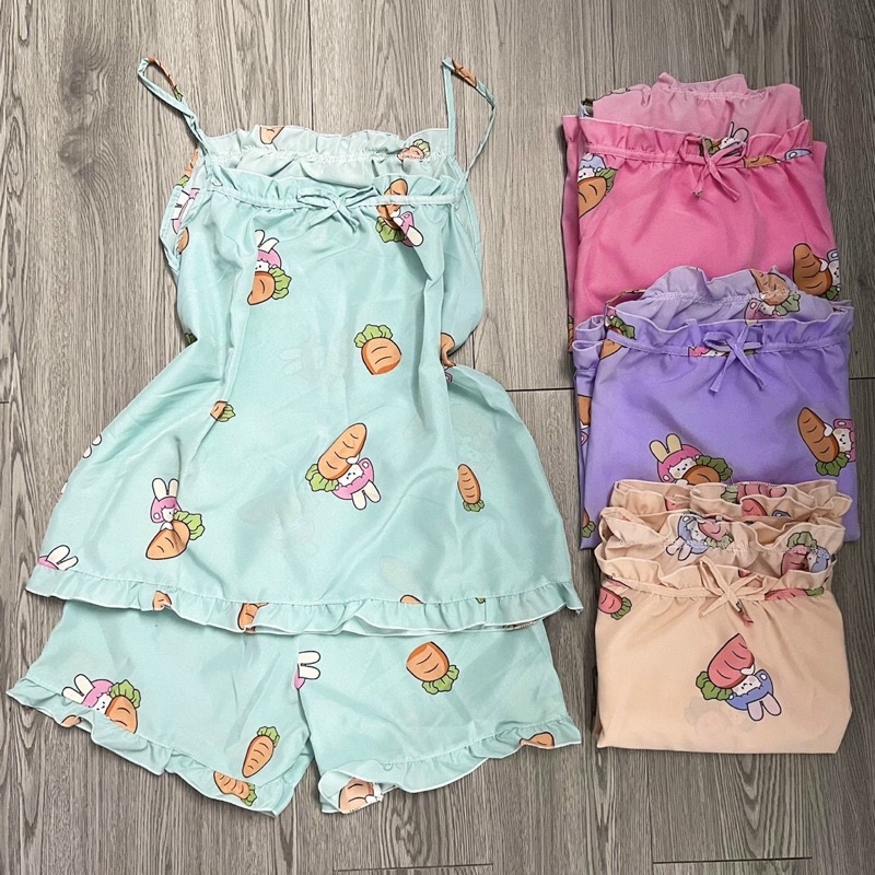 Đồ bộ, đồ ngủ tiểu thư mặc nhà Ma4547 2 dây, quần đùi, 4 màu, chất lụa sattin sumisu shoph