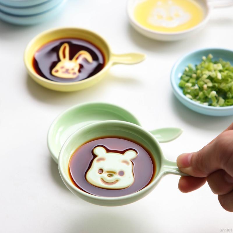 Đĩa Sứ Mini Dập Nổi Hình Động Vật Dễ Thương Có Tay Cầm Tiện Dụng