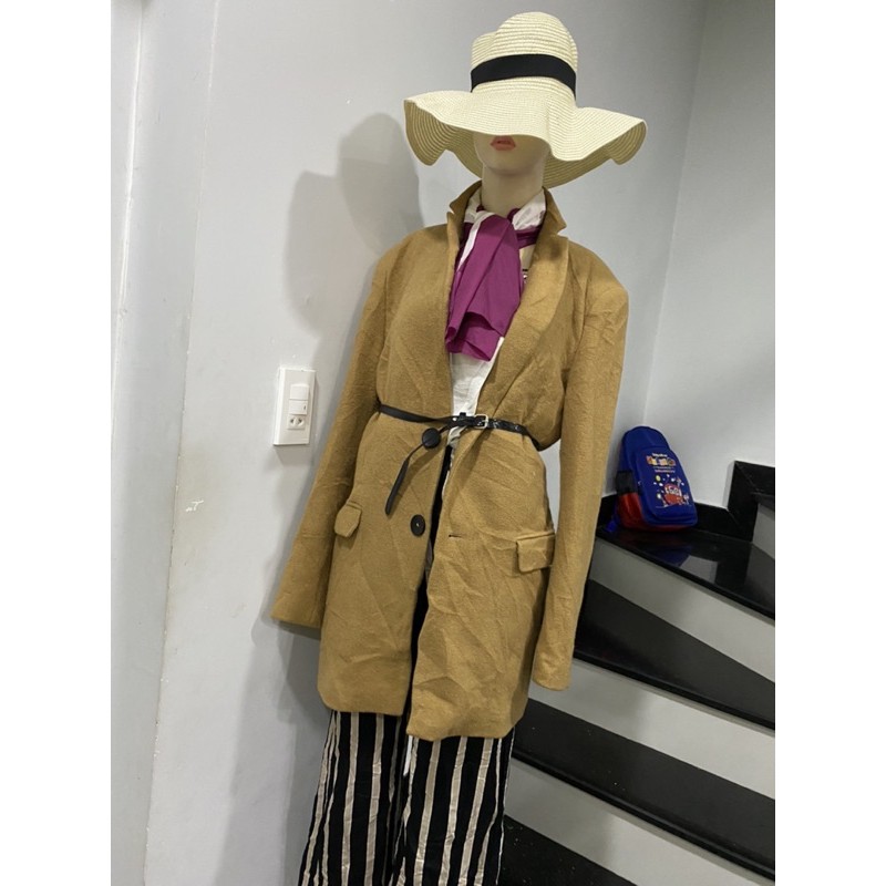 áo khoát dạ dáng dài màu nâu