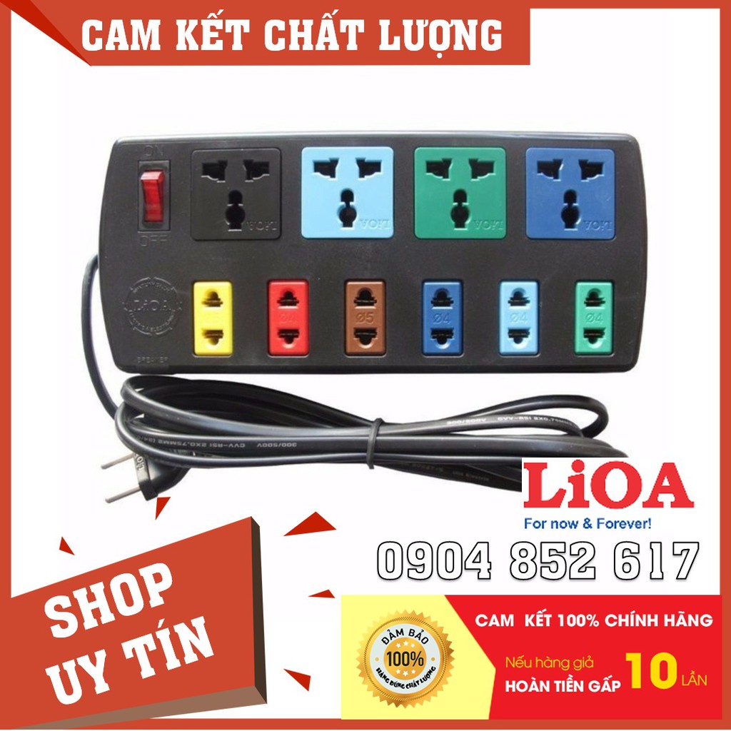 Ổ cắm điện LIOA 10 lỗ cắm có công tắc 4DN6S