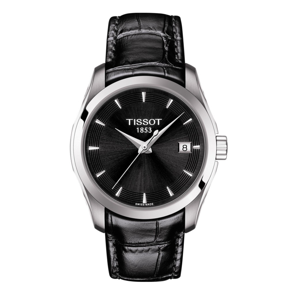 Đồng Hồ Nữ Tissot T-Classic Couturier T0352101605101 Viền Bạc Dây Đen