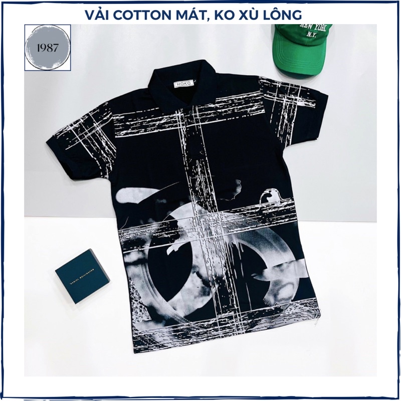 Áo thun POLO cao cấp in hoạ tiết vải cotton form ôm body, áo thun nam trung niên quà tặng bạn trai