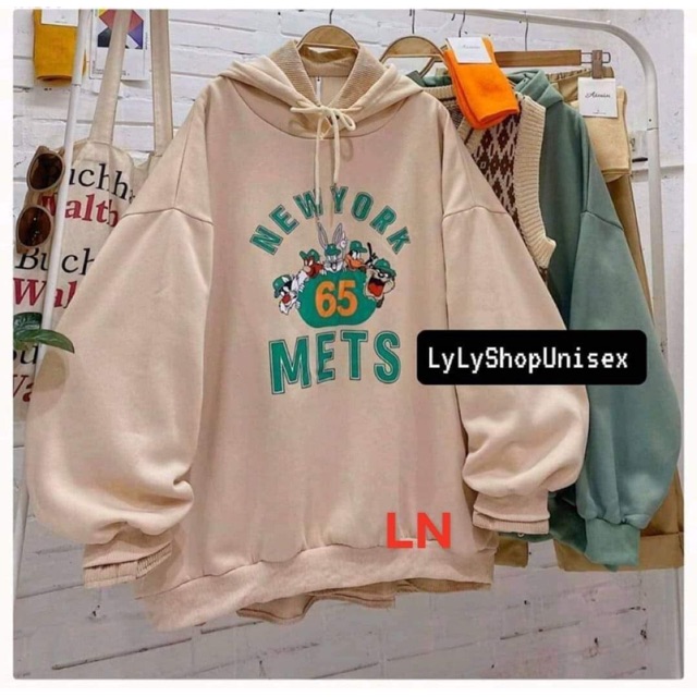 Áo hoodie nỉ mũ hoạt hình new york