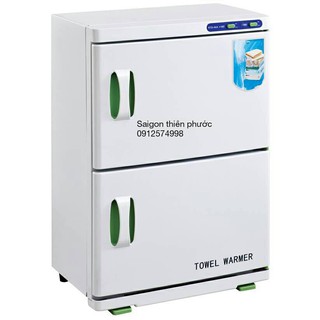 Tủ hấp khăn 2 tầng - tiệt trùng tia UV - hấp đá