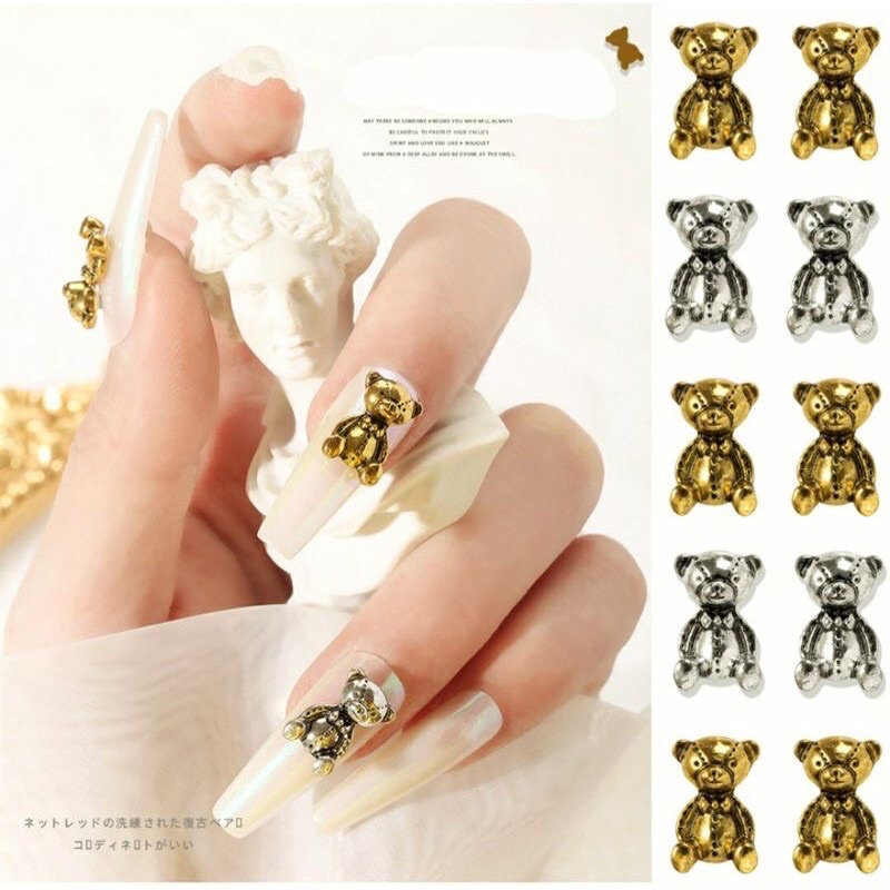 charm gấu đính móng