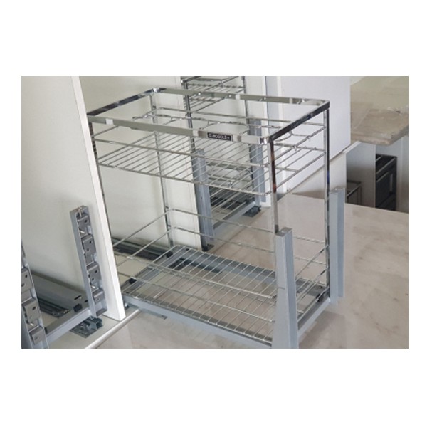 Kệ để gia vị 2 tầng có nan dẹt bằng Inox 304 bóng mờ và ray trượt giảm chấn cao cấp của hãng Eurogold, hàng nhập khẩu | BigBuy360 - bigbuy360.vn