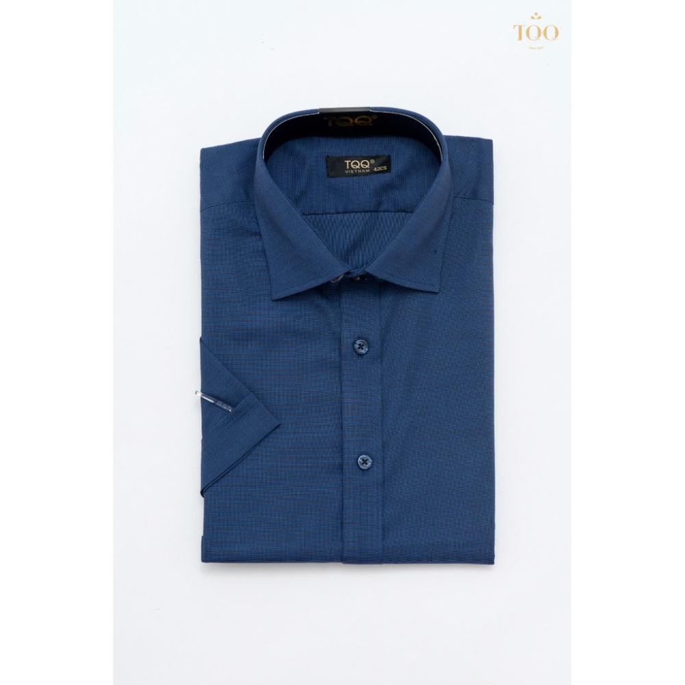 Áo sơ mi ngắn tay TQQ YH90CB màu xanh tím than vân chìm nam tính lịch thiệp chất vải mịn mát