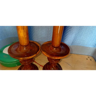 đèn bàn thờ  gỗ điện đèn đĩa lớn để bàn thờ cao 28 cm (ddia2)