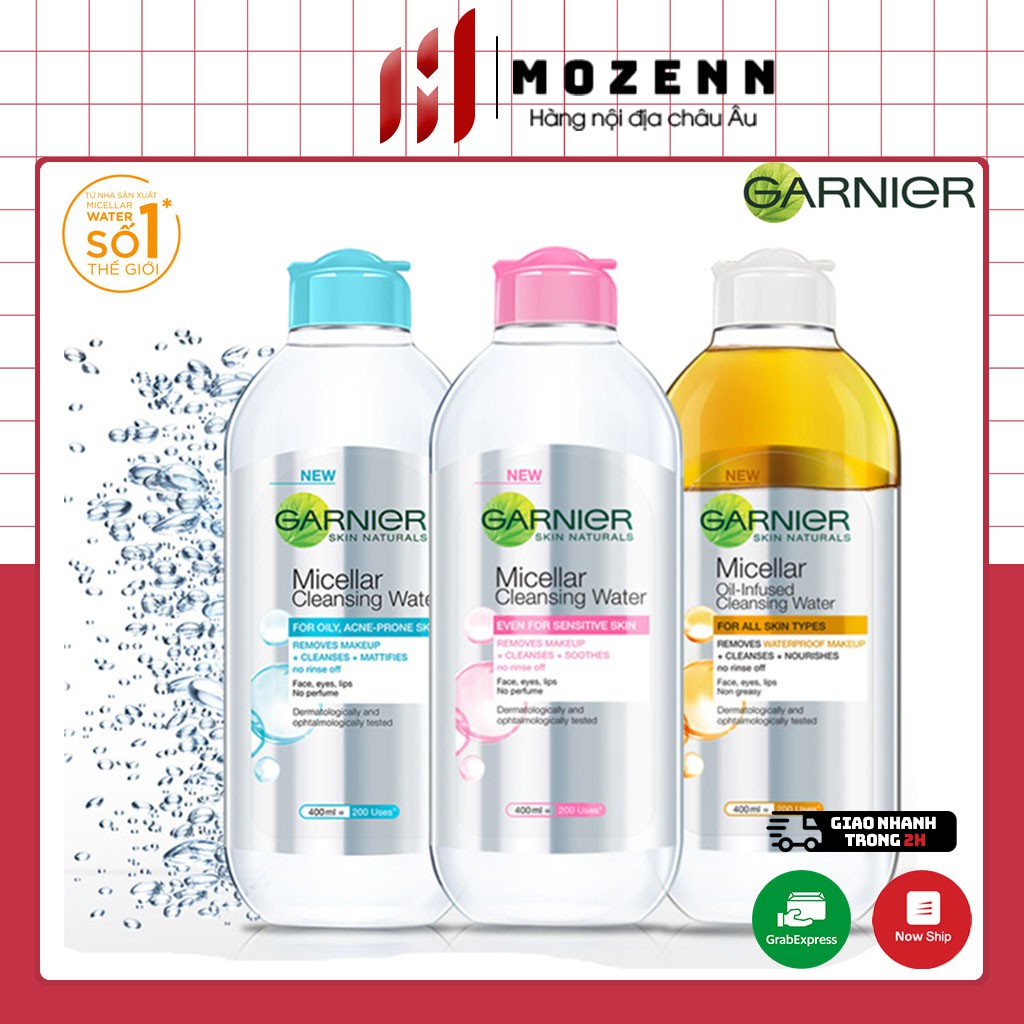 Nước Tẩy Trang Garnier Micellar 400ml bản Đức - Dầu Tẩy Trang Tách 2 Lớp sạch sâu dịu nhẹ