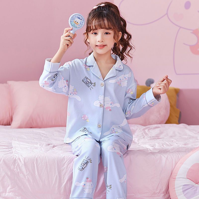 Bộ Đồ Ngủ Cotton Tay Dài Phong Cách Công Chúa Dễ Thương Cho Bé Gái