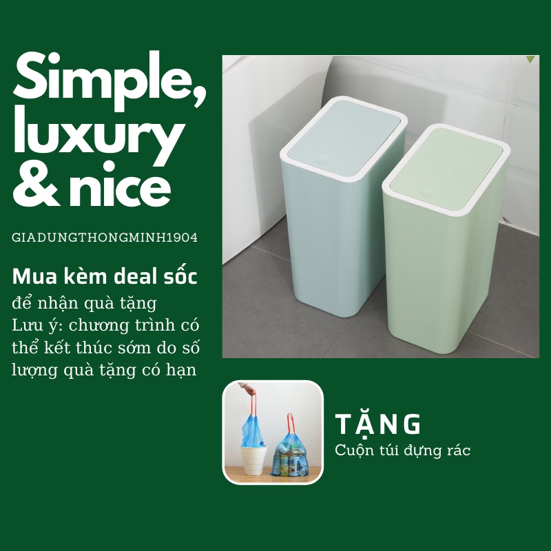 [Mã LIFE20KALL giảm 10% đơn 50K] Thùng Rác Nắp Bật Nhấn Nút Thiết Kế Siêu Tiết Kiệm Không Gian Nhựa PP Loại 1