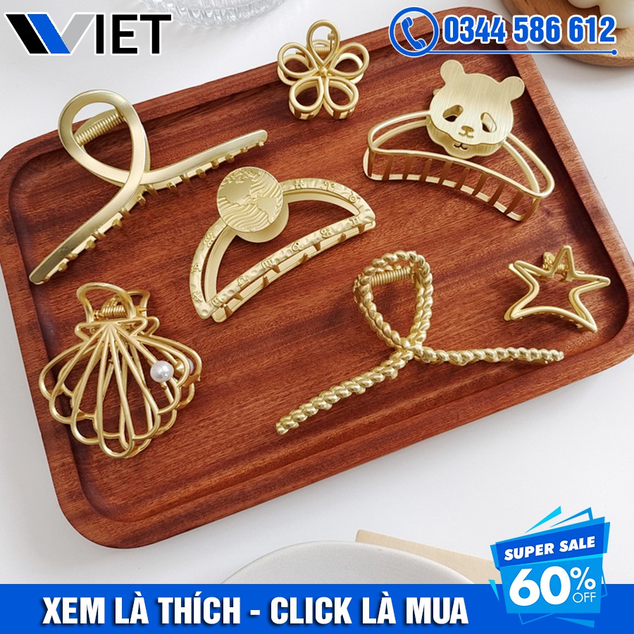 Kẹp Tóc Cặp Tóc Càng Cua Kim Loại Cỡ Vừa 8cm Hàn Quốc Đẹp Hot Trend