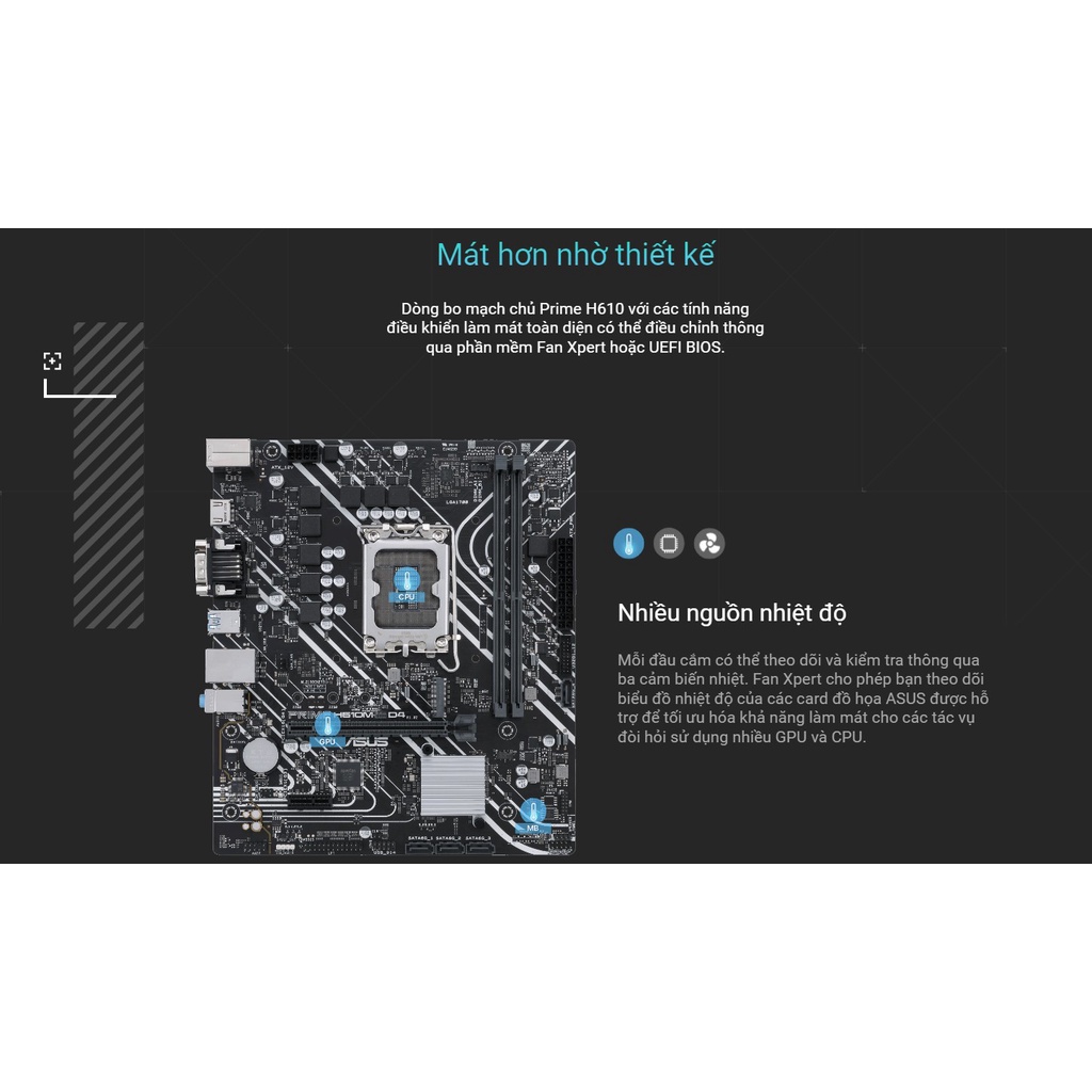Bo mạch chủ Mainboard máy tính gaming Asus Prime H610M-K D4 - Hàng chính hãng bảo hành 36 tháng
