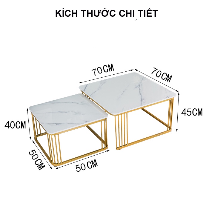 Bàn trà sofa FUNHOUSE mặt đá vân mây cẩm thạch phủ bóng chống xước, chân sắt sơn tĩnh điện cao cấp