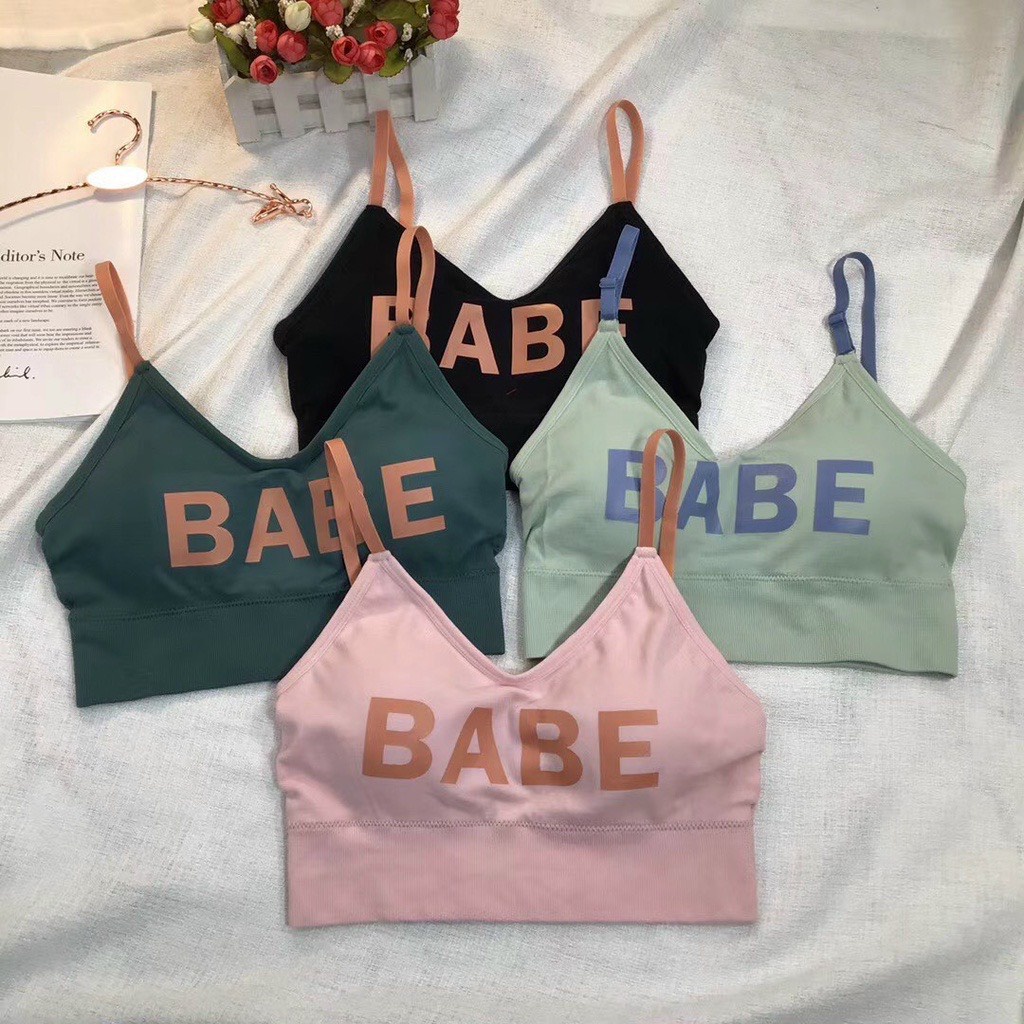 Áo bra nữ 2 dây BABE tập gym yoga thể thao đi biển đi bơi dáng crotop cao cấp sẵn đệm mút