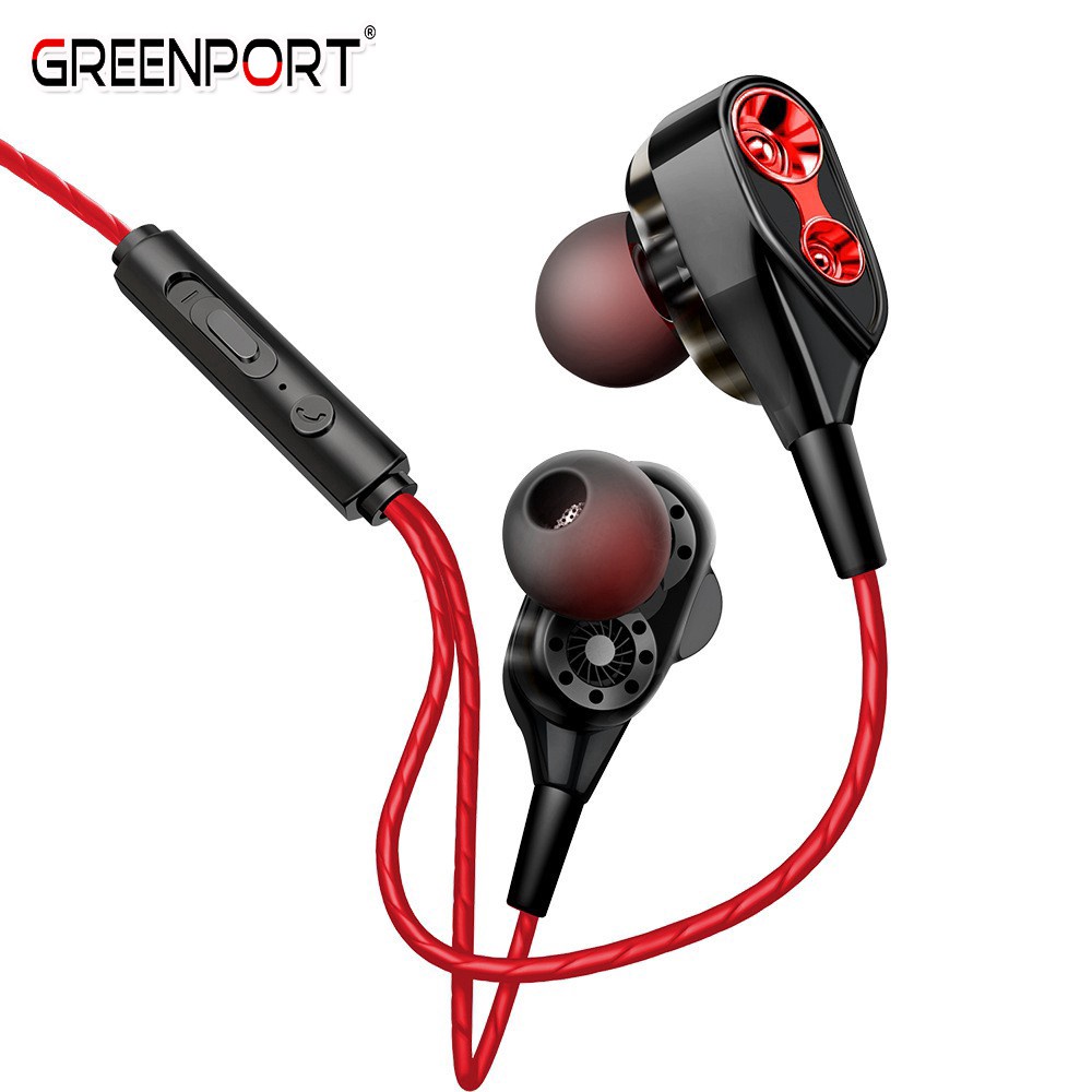 Greenport Tai nghe nhét trong 4D âm siêu trầm có dây giắc cắm 3.5mm