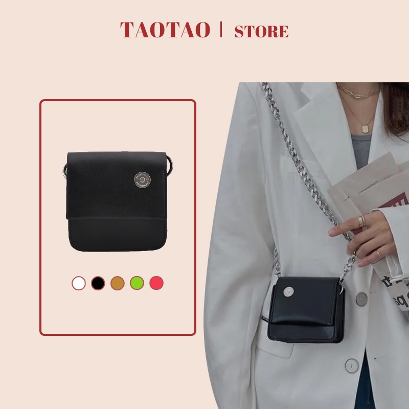 Túi đeo chéo mini dây xích nữ chuỗi dày thời trang túi hộp vuông