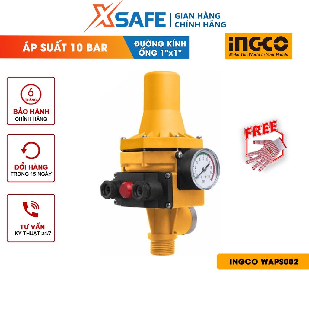 Rờ le tự động bơm nước bằng áp suất INGCO WAPS002 Thiết bị bơm nước 220-240V, áp suất tối đa cho phép 10bar