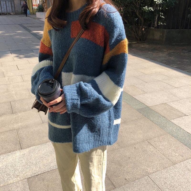 Áo len trơn vintage màu phối siêu xinh xắn