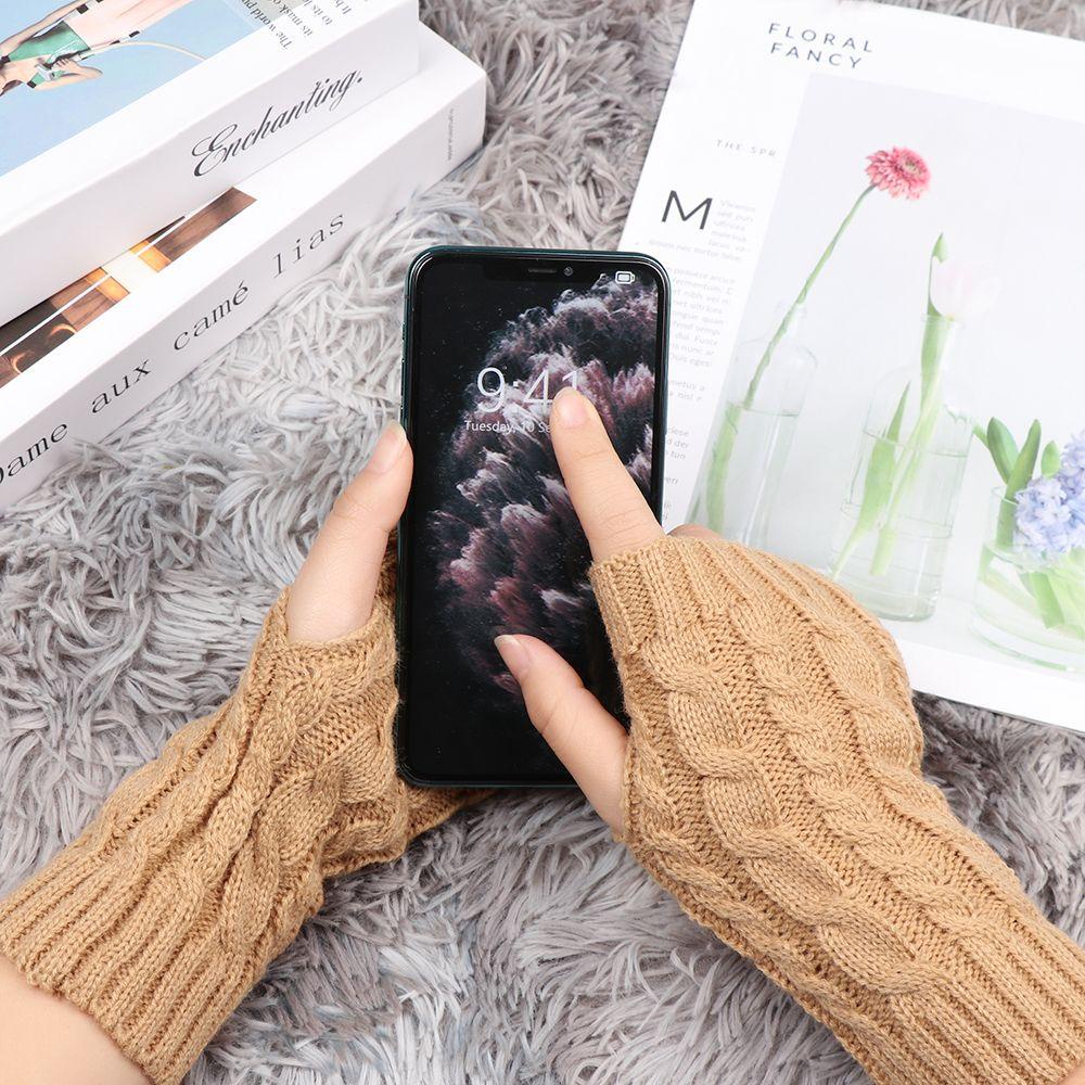 WTTLE Găng Tay Dệt Kim Co Giãn Màu Sắc Ngọt Ngào Thời Trang