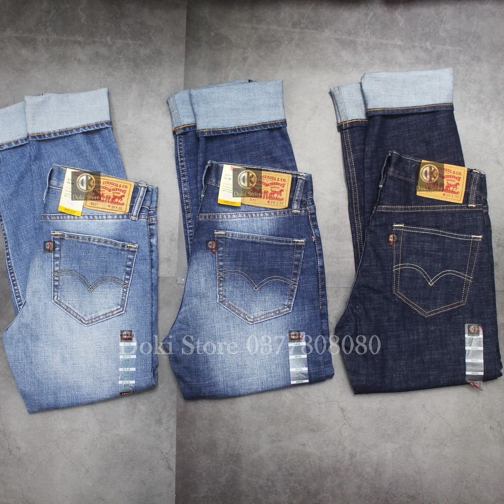 [Tặng đôi tất] Quần Jean Nam Cao Cấp 3 Màu Xanh Đẹp, Quần Bò Nam Chất Vải Co Giãn Thoải Mái, DOKI