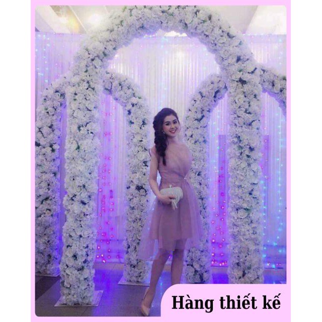 ( Hàng cao cấp ) Đầm Dự Tiệc Lưới Xốp Lệch Vai Form Xòe Nhẹ Cài Hoa Eo Có Sẵn Mút Ngực Cực Xinh | BigBuy360 - bigbuy360.vn