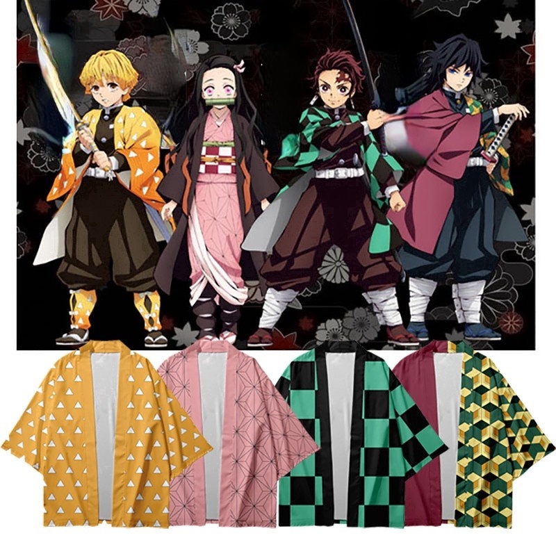 Áo khoác dáng rộng cosplay nhân vật Kamado Nezuko trong anime Demon Slayer: Kimetsu no Yaiba