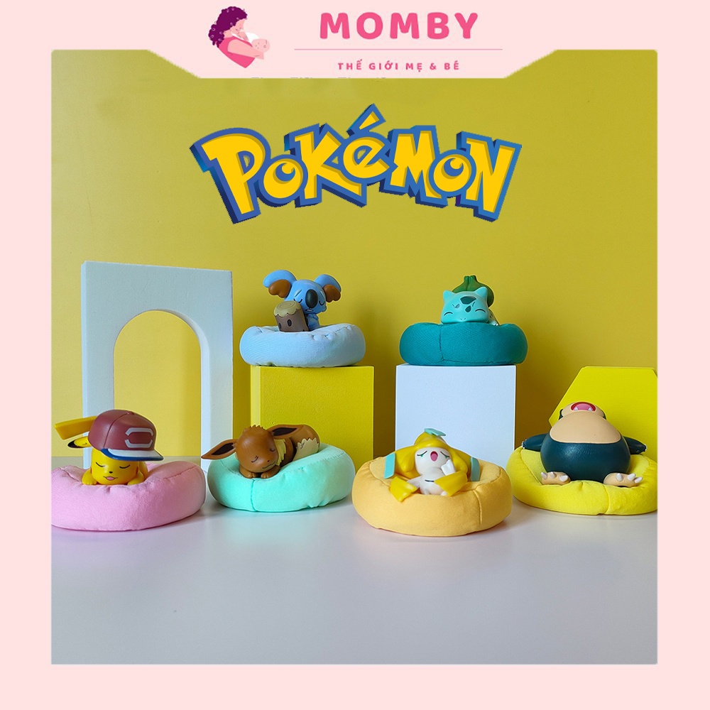 Set mô hình pokemon ngủ dễ thương trên gối, túi đồ chơi pokemon ngủ trang trí