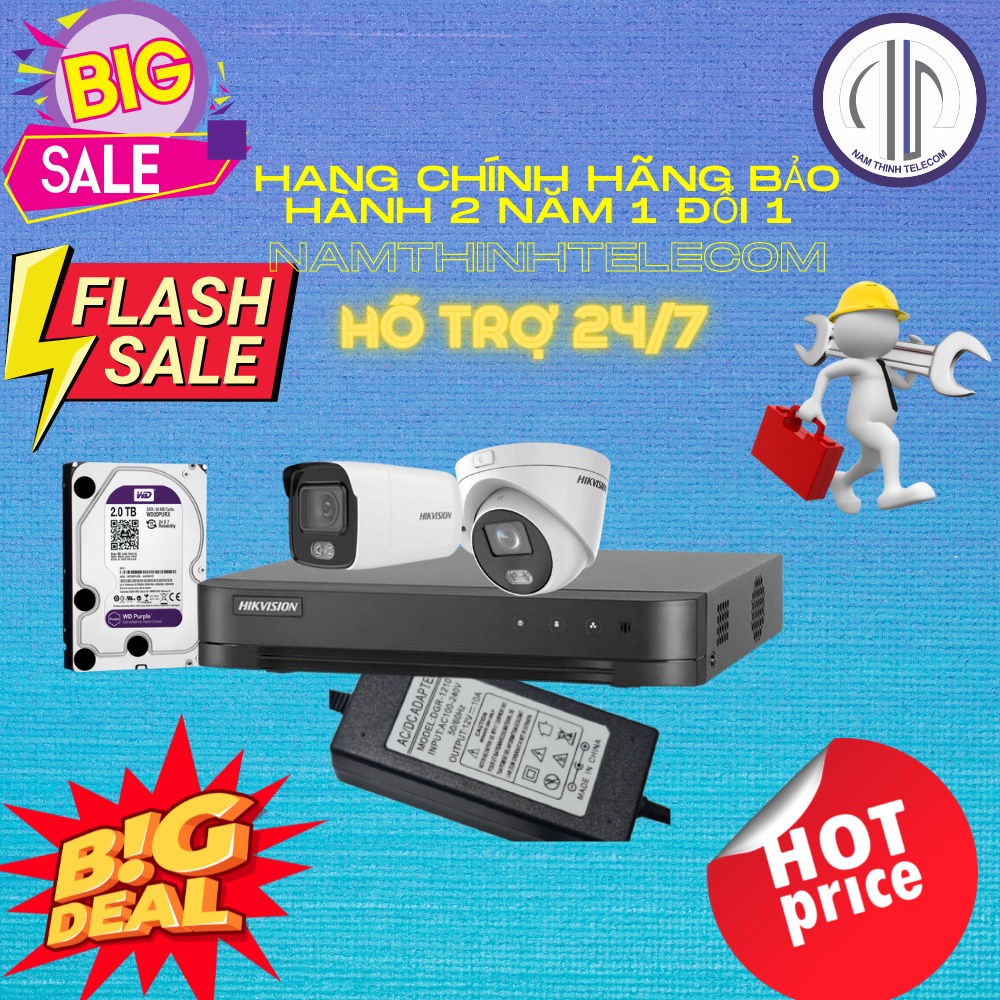 Camera có dây HIKVISION có màu ban đêm có mic thu âm trong nhà ngoài trời chính hãng