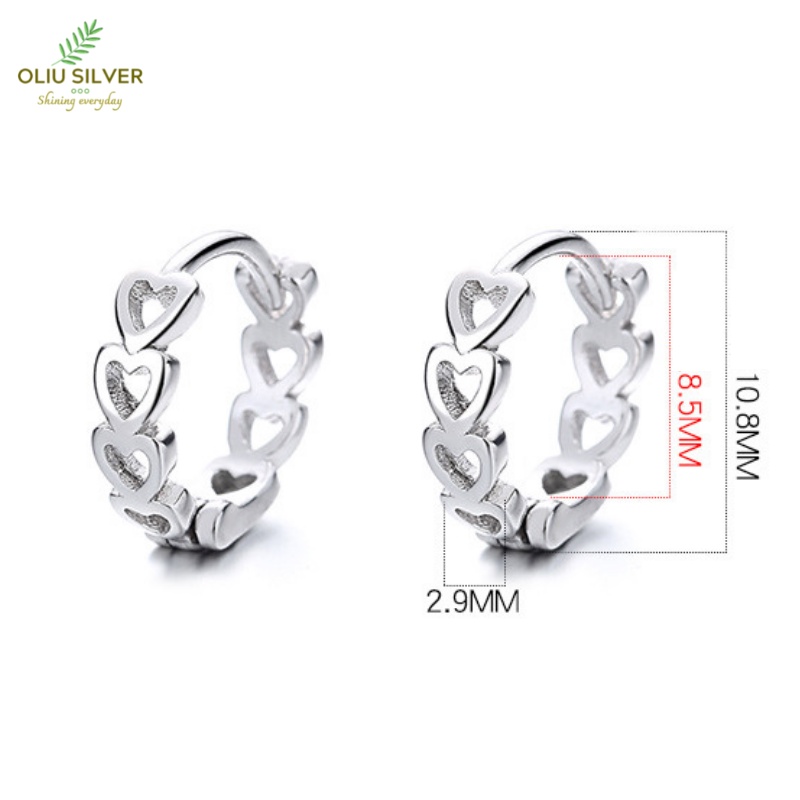 Bông Tai Bạc S925 Trái Tim Hollow Heart Dạng Khoen Bấm Tròn Trẻ Trung Cá Tính | Khuyên Tai Nữ Trang Sức Bạc Thời Trang