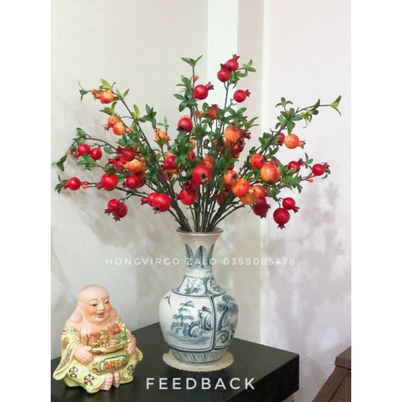 👉 Cành Lựu Giả - Cành Lựu Trang Trí 9 quả 2 hoa dài 100cm decor siêu đẹp - HÀNG NHẬP KHẨU