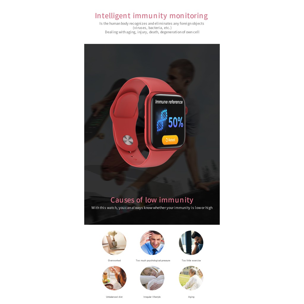 W98 Plus Smart Watch Full Touch Screen Music Control Body Temperature ECG Smartwatches For IOS Android