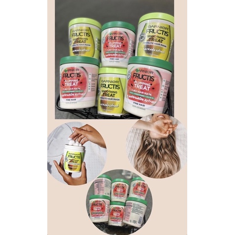 Kem ủ giúp mượt tóc Garnier Fructis Smoothing Treat 1 Minute Hair Mask 400ml  - Chính Hãng