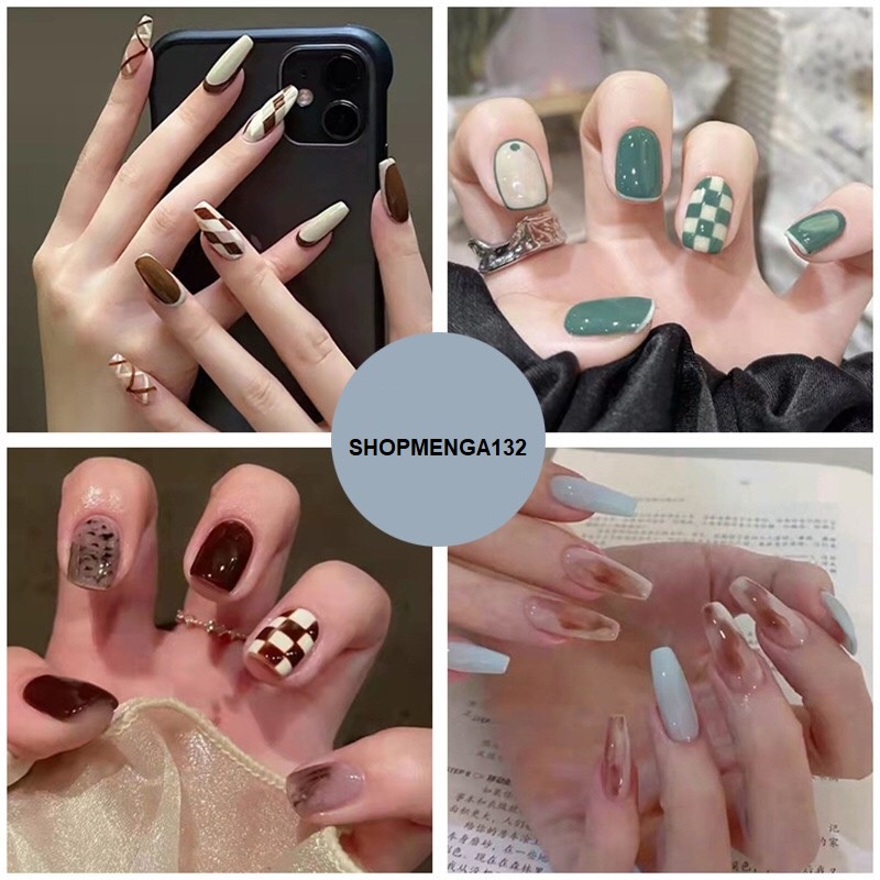 Set móng tay giả kèm keo nhiều mẫu mã và màu sắc khác nhau dùng cho trang trí móng nghệ thuật - R261- R280
