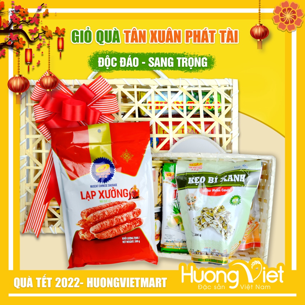 Giỏ quà đặc sản Miền Tây, kết hợp nhiều món đặt sản nổi tiếng Việt Nam ( Giỏ tre kết hợp cùng nơ vải handmade )