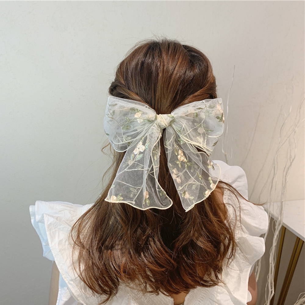 Dây Cột Tóc Phối Ren Họa Tiết Thêu Xinh Xắn