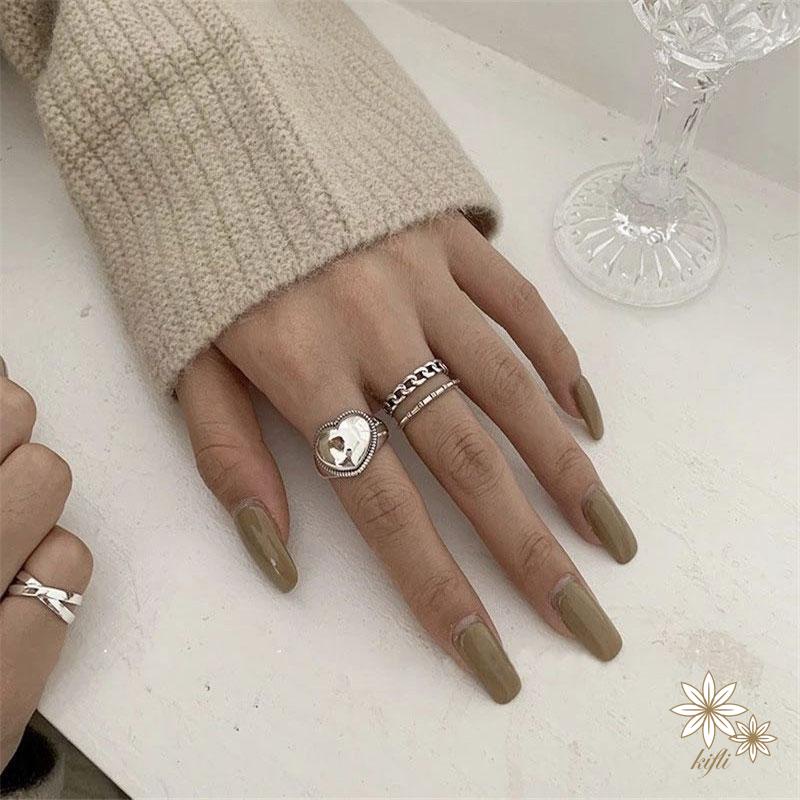 Nhẫn Hình Trái Tim Phối Dây Xích Thời Trang Dành Cho Nữ