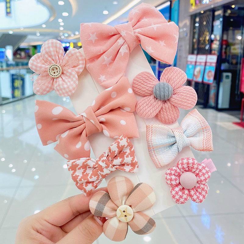 Set 8 Kẹp Tóc Nơ Xinh Xắn Cho Bé Gái
