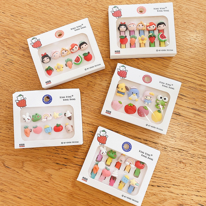 Set 10 Kẹp Tóc Nhỏ Hình Động Vật Dễ Thương Cho Bé Gái