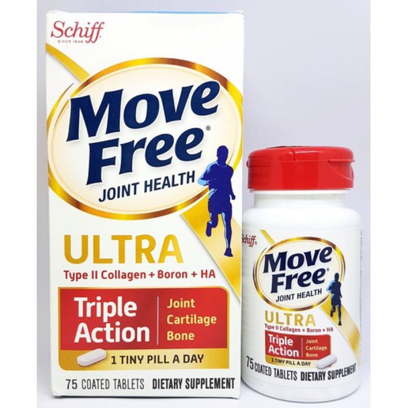 Viên Uống Move Free Joint Health Ultra Type II Collagen + Boron + HA Hộp 75 Viên