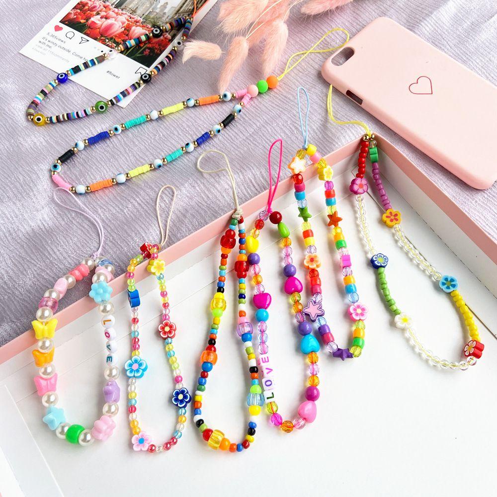 Dây Đeo Điện Thoại Xỏ Hạt Thủ Công Họa Tiết Hoạt Hình Phong Cách Boho