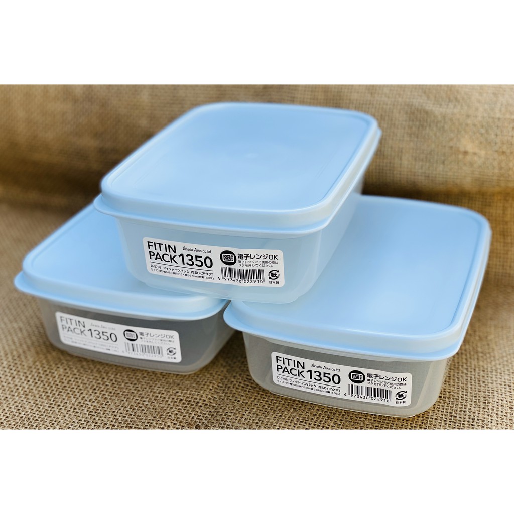 Set Hộp thực phẩm Fit in Pack 1350ml, 900ml, 600ml, 300ml 150ml nắp dẻo Sanada Nhật Bản dùng lò vi sóng, tủ đông lạnh