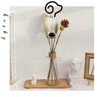 Lọ Hoa Tam Giác , Bình Thủy Tinh Cuốn Dây Thừng, Dây Gai Quấn Decor Bàn Học, Nội Thất