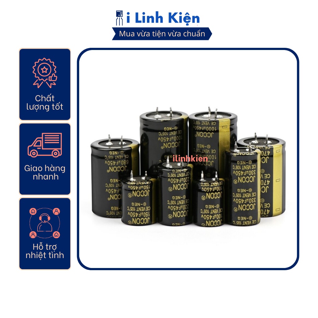 Tụ hóa 450V 470uF 35x50mm chân cứng JCCON Audio