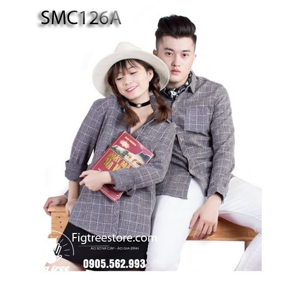 Áo cặp caro màu ghi thanh nhã 126A