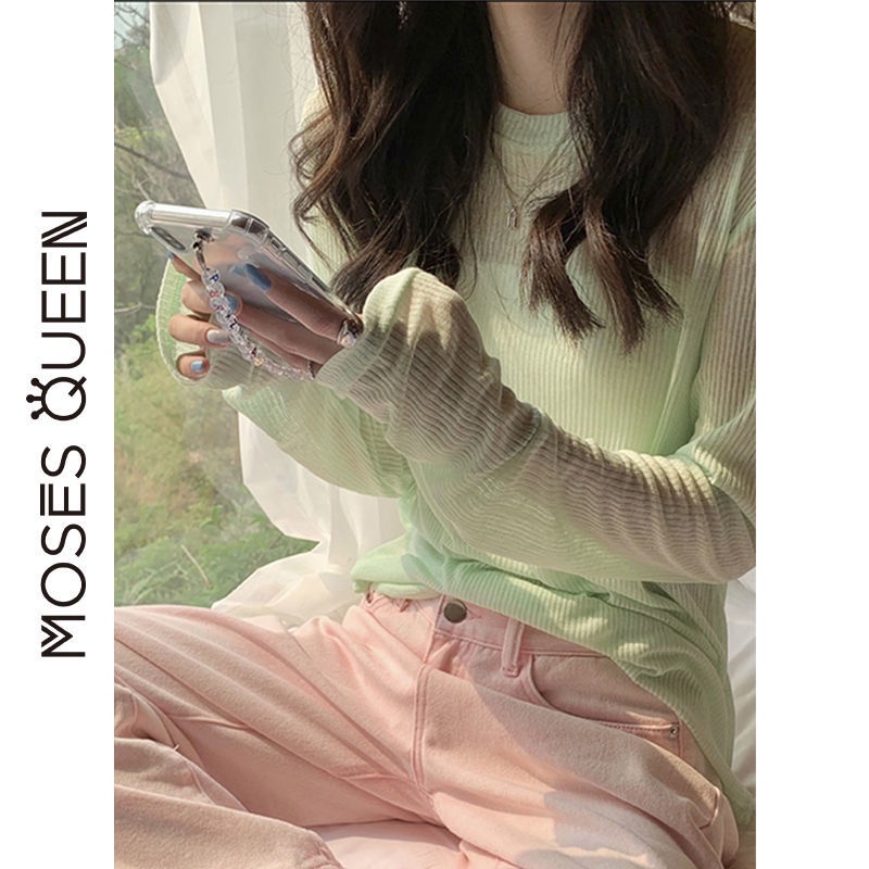 Áo thun tay dài màu sắc thời trang mùa hè cho nữ