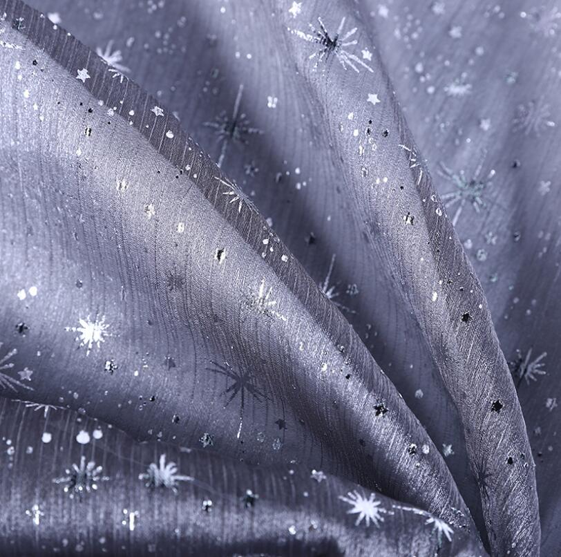 Vải Lụa Polyester Chiffon 150cm X 100cm Họa Tiết Bầu Trời Đầy Sao Lấp Lánh Dùng May Đầm / Váy / Áo Sơ Mi