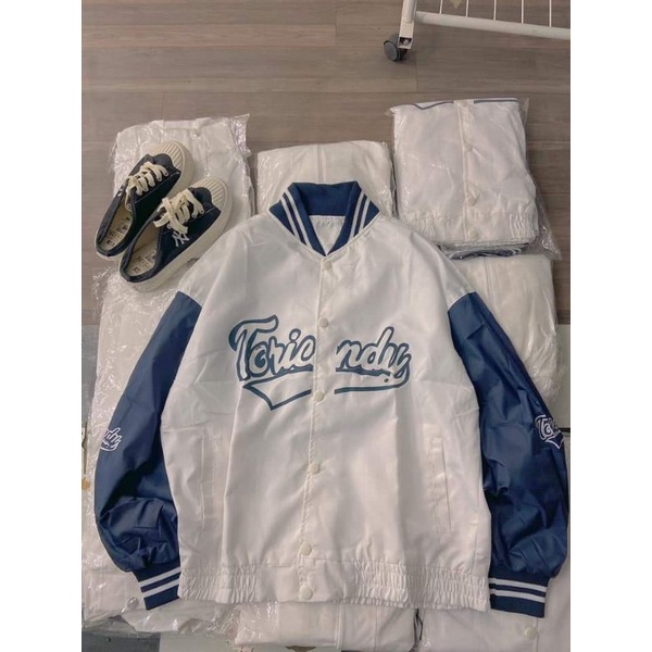 Áo khoác Bomber dù Jacket Ulzzang chữ Toricndy nam nữ form rộng