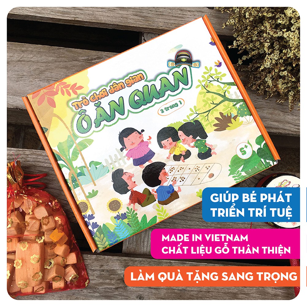 Bộ trò chơi dân gian Ô ăn quan viên gỗ - Đi tìm kho báu - 2 mặt chơi